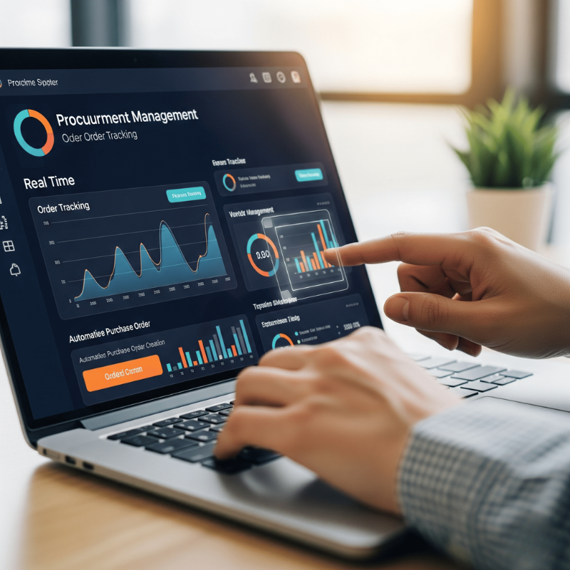 Close-up shot of hands using a digital procurement management system on a laptop, showing order tracking and automation.Optimize Your Body Hair Trimmer Procurement Process for Maximum Efficiency