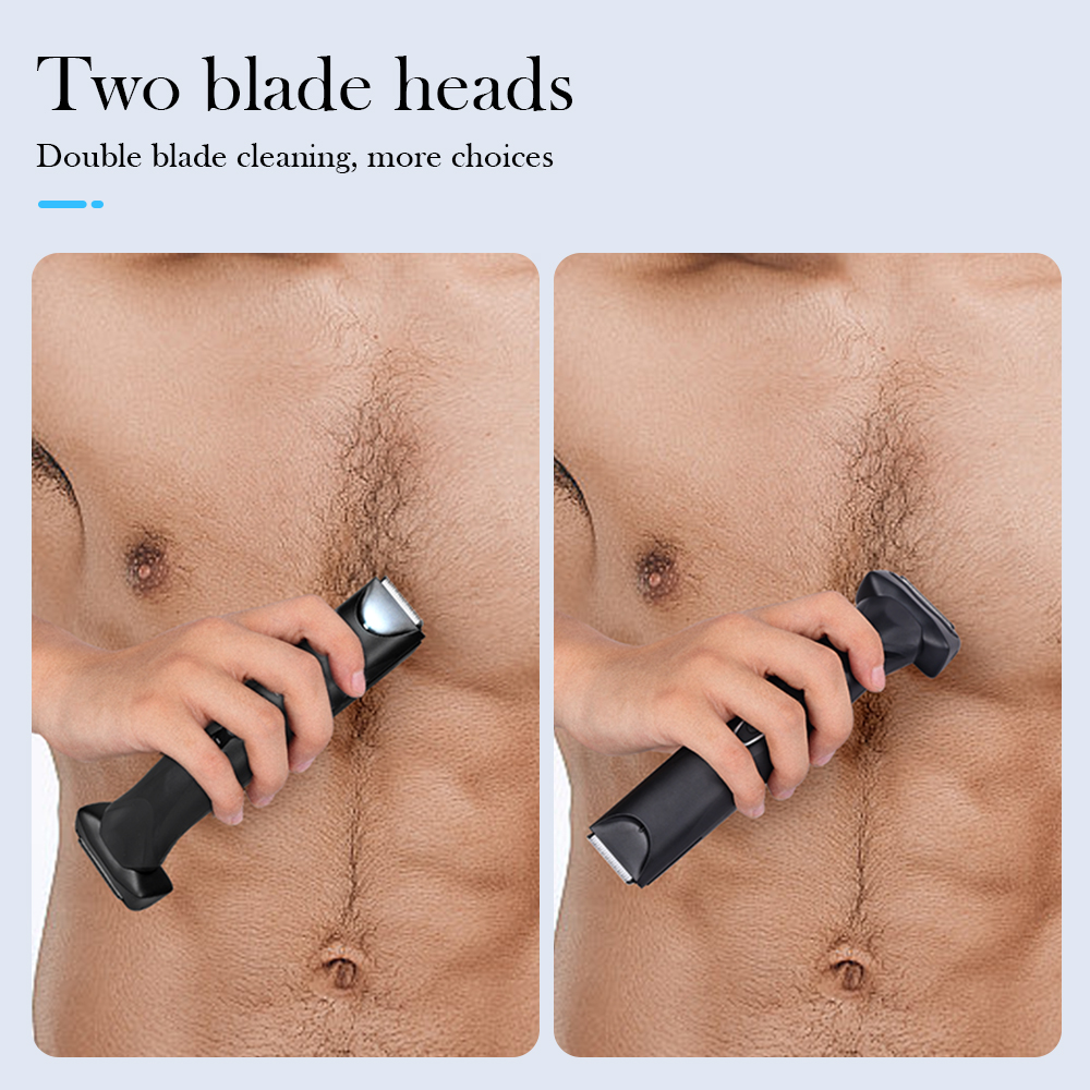 A man uses All-in-One Body Groomers to clean his chest hair
