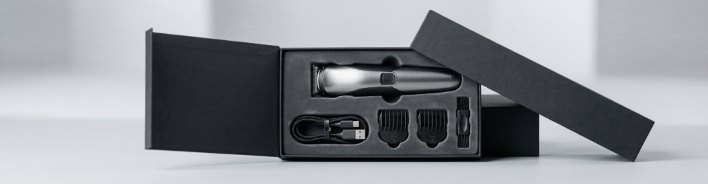 body trimmer packaging lid and base accessory kit